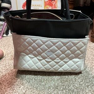 Black and White Quilted Tote Bag